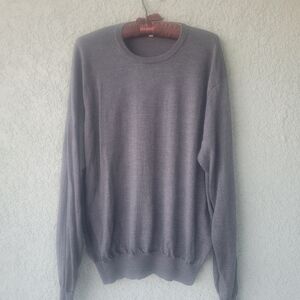 Peter Millar Gray Crewneck Sweater Merino Wool Silk Blend